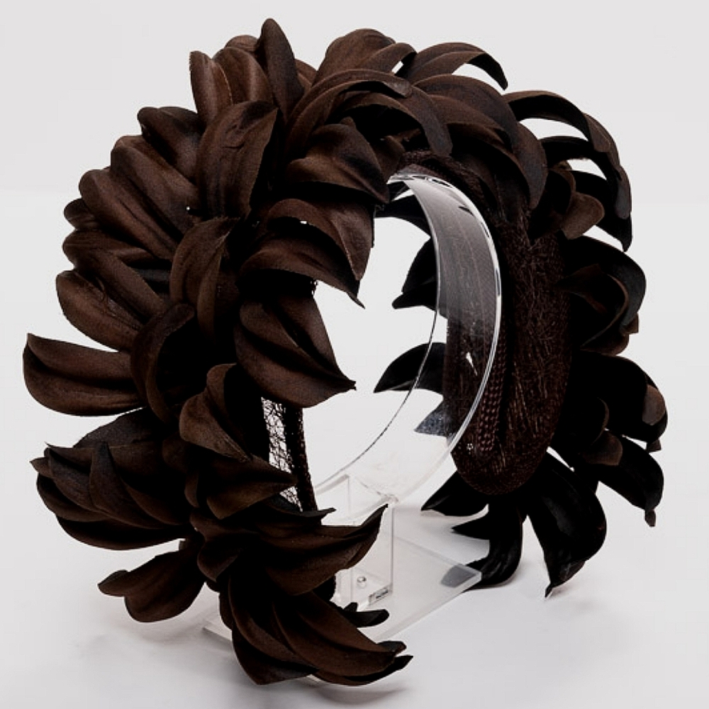 Couture Stunning Unique Avant Garde Brown Feathered Fascinator Tea Party, Brunch
